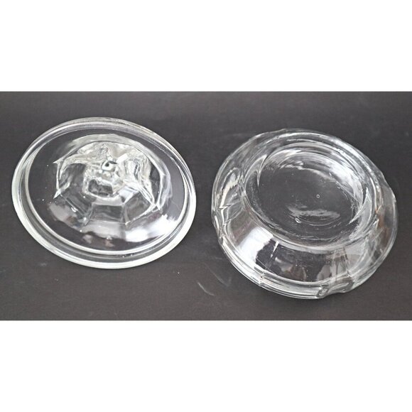Vintage L E SMITH "MINSTREL" Clear Glass Powder Jar Covered Trinket Box - Picture 5 of 5